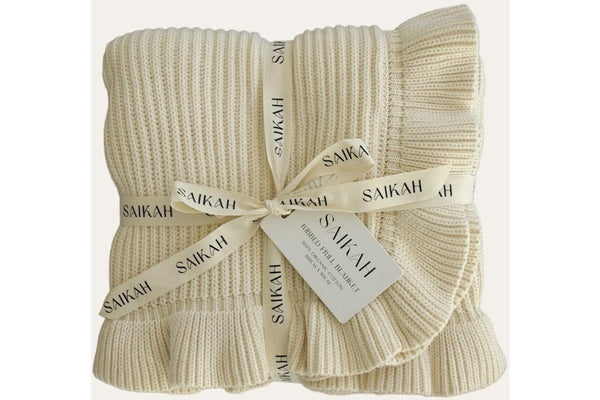 Saikah: Ribbed Frill Blanket - Ivory