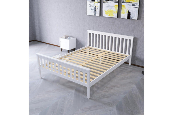 Beckham Double Solid Wooden Bed Frame - White