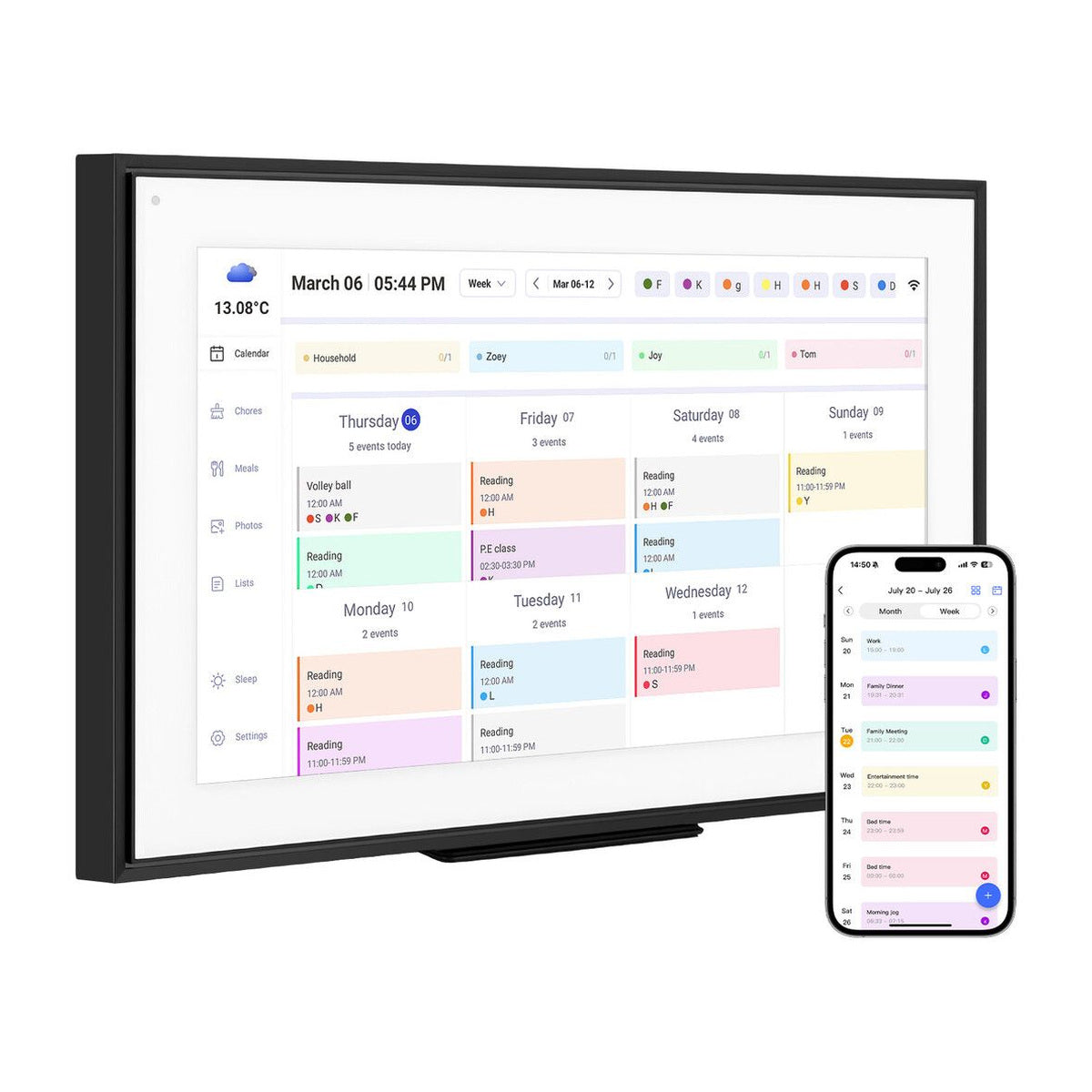 WiFi Wall Digital Calendar Planner 15.6 Inch Chore Chart Family Meal Schedule Organiser Electronic HD IPS Display Video Photo Frame Smart Touch Screen