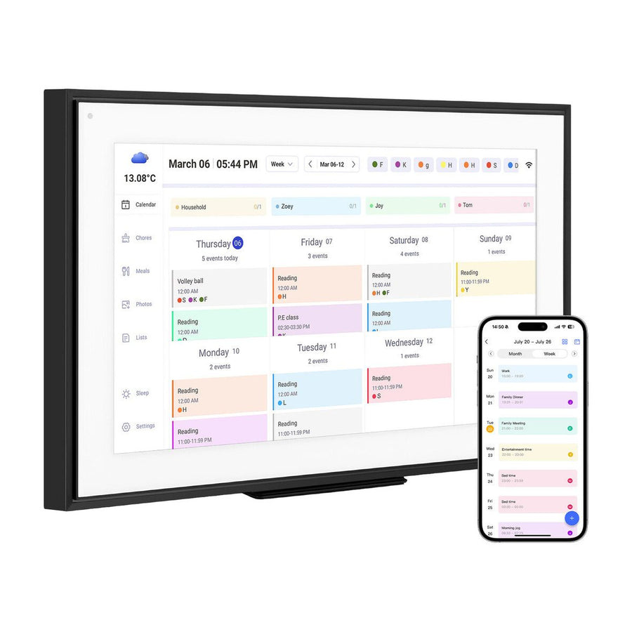 WiFi Wall Digital Calendar Planner 15.6 Inch Chore Chart Family Meal Schedule Organiser Electronic HD IPS Display Video Photo Frame Smart Touch Screen