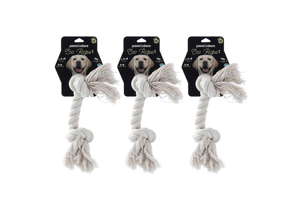 3PK Paws & Claws 30cm Eco Braided Knotted Rope Pet Dog Cotton Teeth Chew Toy