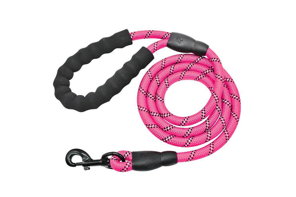 Pink Reflective Dog Pet Leash Rope Nylon Small Medium Large Dogs Puppy Leashes 150Cm Long Heavy Duty - Pink - Set Of 1