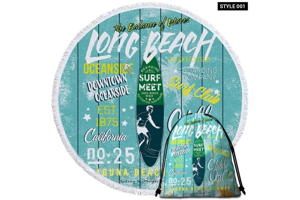 Surfboard Surfriding Round Beach Towel