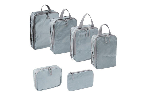 6-Piece Compression Packing Cubes Suitcase Organizer Bag Luggage Storage Bag Grey