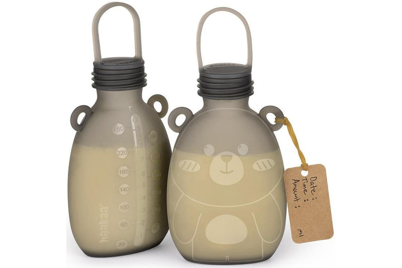 Haakaa: Happii Bear Silicone Milk Storage Bag (260ml x 2)