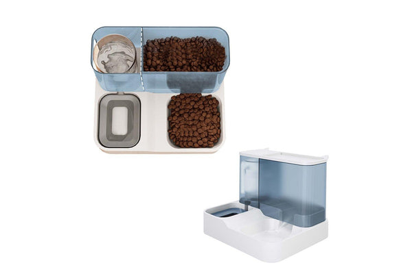 2-in-1 Pet Automatic Feeder Food Water Dispenser Pets Auto Feeder Blue