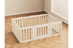 2-in-1 Convertible Baby Fence Play Pen - 180cm x 200cm (White)