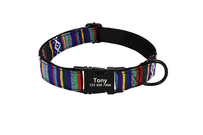 Custom Adjustable Printed Dog Collars Small Large Dogs - Black - S - Set Of 1