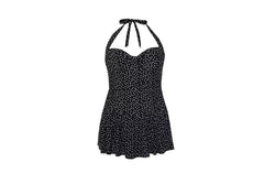 Gorgeous Womens/Ladies Spotted Skirted One Piece Swimsuit (Monochrome) (34FF)