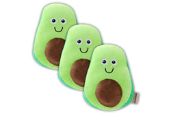 3x Paws & Claws 18cm Veggie Plush Avocado Dog Toy Interactive Fun w Squeaker GRN