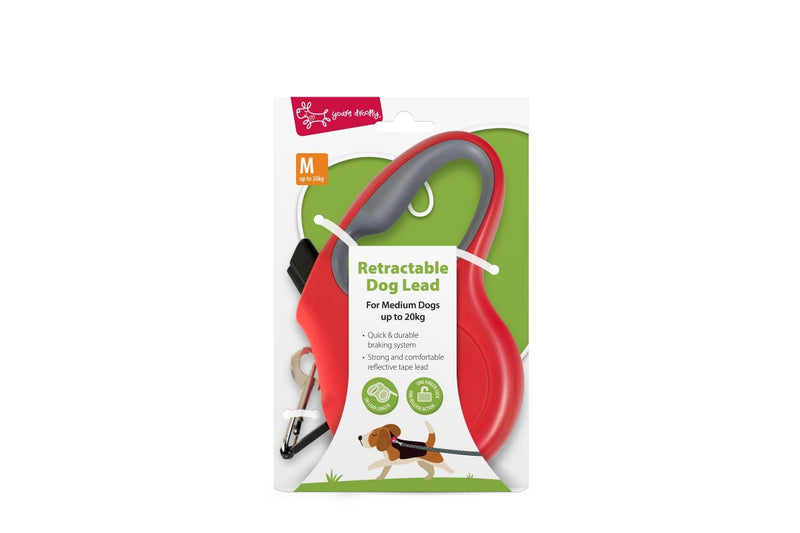 Yours Droolly: Retractable Lead - Medium/Red