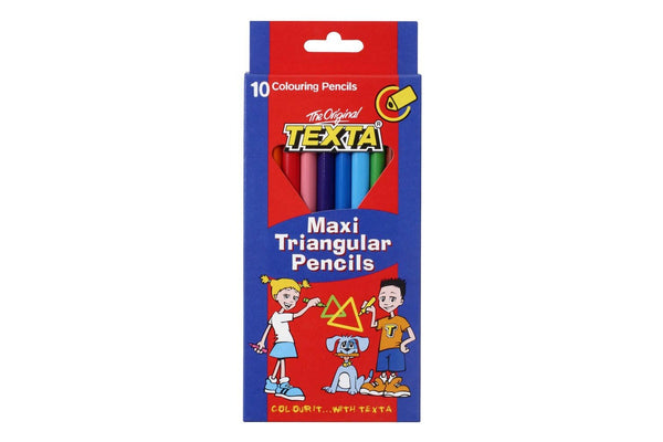 10pc Texta Maxi Triangular Colouring Pencils Art Drawing Coloured Sketch f Kids