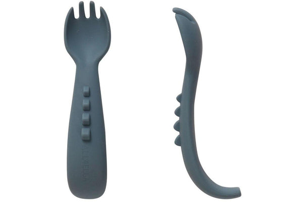 All4Ella: Comfy Grip Silicone Forks - Slate Blue (2 Pack)