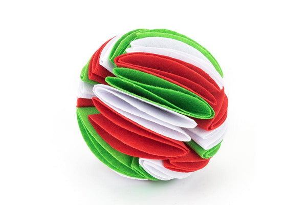 Snuffle Ball Treat Dispensing Dog Training Toy Slow Feeder Pets - White Red Green - S