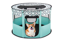 PETSWOL Portable Pet Playpen - Green