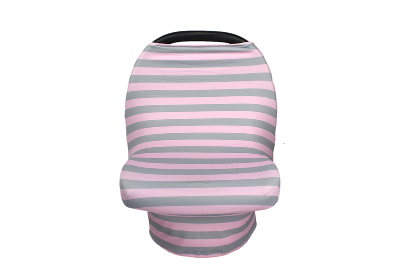 Breastfeeding Cover Cotton Nursing Maternity - Pink/Grey Stripes