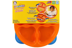 NUK Gerber Graduates Tri-Suction Divided Plates Microwave & Dishwasher Safe BPA Free - 6+ Months, 2 Plates