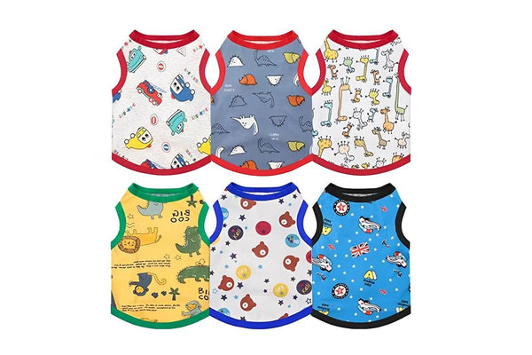 ZOOMIES 6 PCS Cute Pet T-Shirts - Small