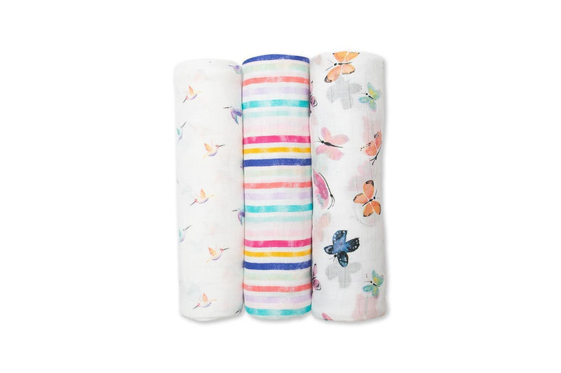 Lulujo: Muslin Bamboo Swaddle - Garden Friends (3 Pack)
