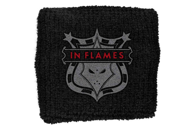 In Flames Shield Embroidered Wristband (Black) (One Size)