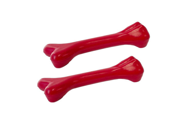 2x Percell 21cm Pet Training Rubber Solid Bone All Sized Dog Toy Play Ball Red