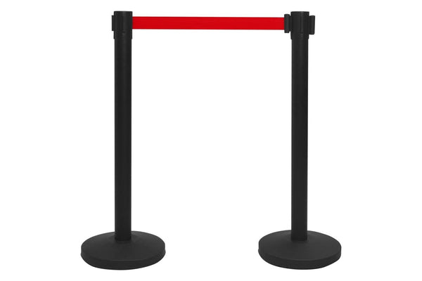 Stanchions With Belts 4 Pcs Airport Barrier Iron Black