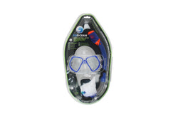 2pc Oz Ocean Ningaloo Kids Adjustable Swimming Mask Goggles & Snorkel Set Blue