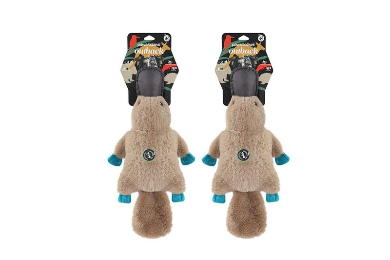 2x Paws & Claws Outback Buddies Platypus Interactive Pet Dog Toy w Squeaker