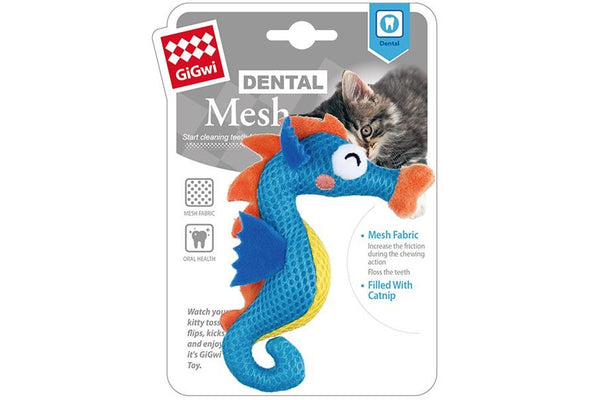 GiGwi: Dental Mesh, Catnip Cat Toy - Seahorse