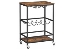 Vasagle Industrial Bar Cart With Bottle Holder - Rustic Brown / Black