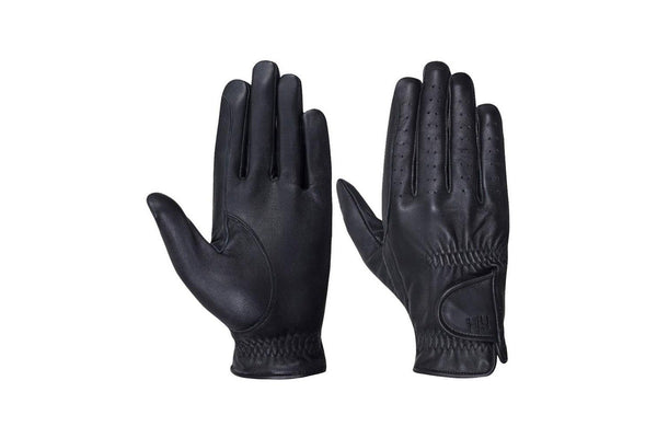 Hy5 Adults Leather Riding Gloves (Black) (XL)