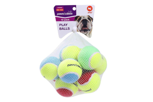 8pc Paws & Claws 6cm Tennis Balls Non Toxic Dogs Pets Puppy Toys Assort Colours