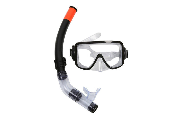 Airtime 42x23cm Deluxe Youth Swimming Snorkel Googles & Adjustable Mask Set BLK