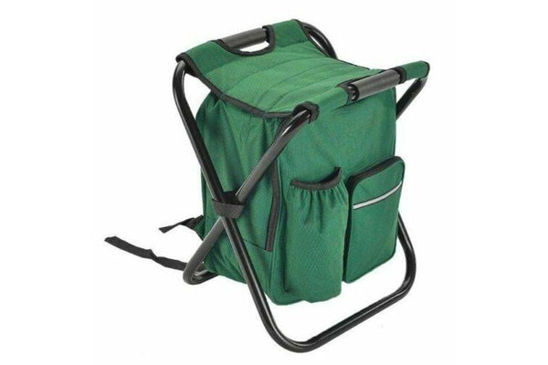 Portable Folding Backpack Chair Camping Stool Cooler Bag Rucksack Beach Fishing 150Kg Load Green - One Size