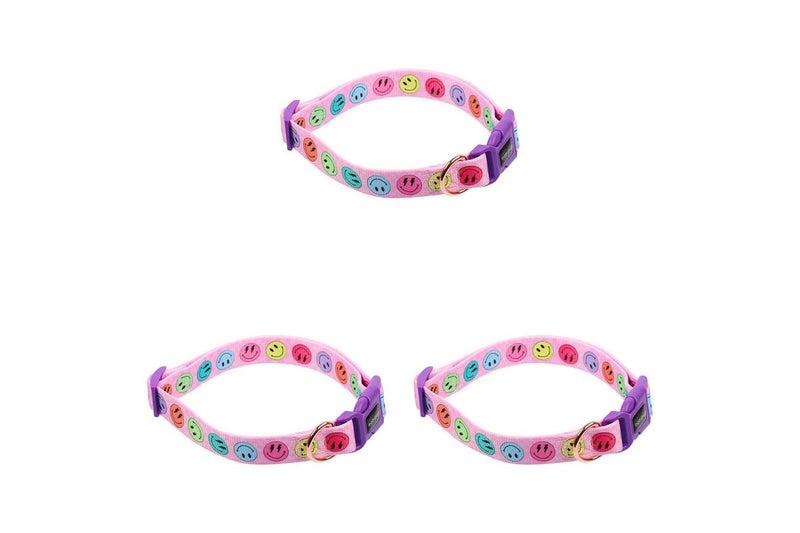 3x Eco-Pup Dog Outdoor Walking Collar Size Medium Smiley Pattern Pet Dress Up