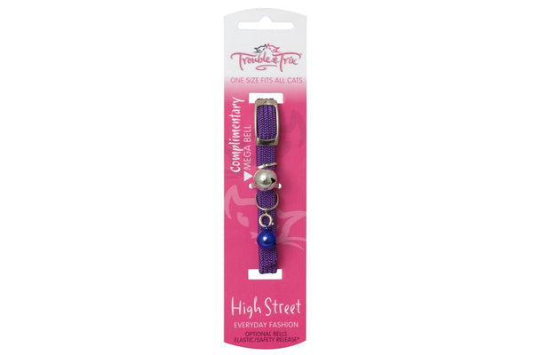 Trouble And Trix: High Street Stretch Cat Collar - Purple