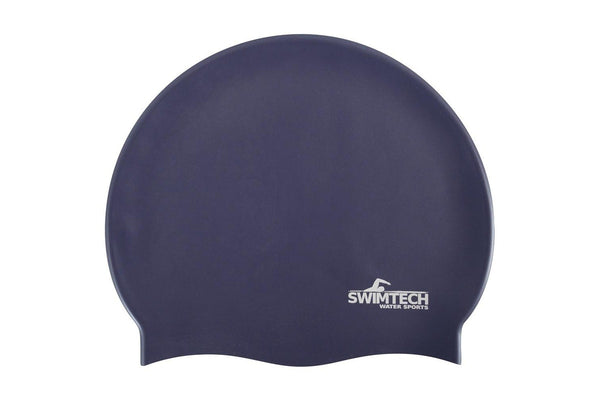 SwimTech Unisex Adult Silicone Swim Cap (Navy) (One Size)