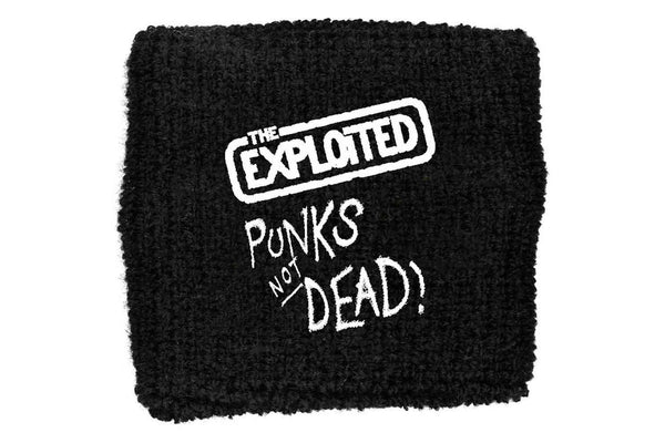 The Exploited Punks Not Dead Embroidered Wristband (Black/White) (One Size)