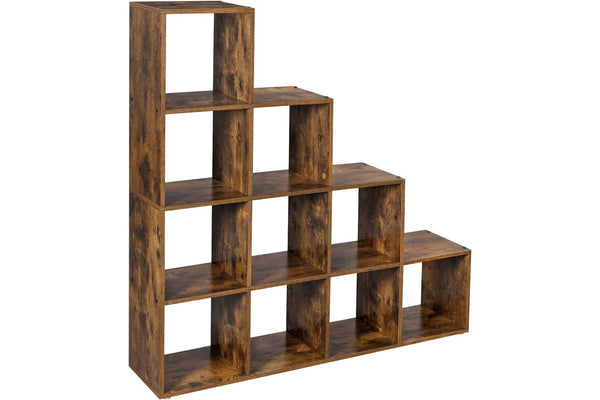 VASAGLE 10 Cubes Staircase Shelf - Rustic Brown