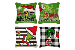 4Pcs Christmas Throw Pillow Case Cartoon Cushion Protector Cover Xmas Decor Style 1