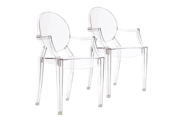 Matt Blatt Set of 2 Philippe Starck Louis Ghost Armchair Replica (Clear)