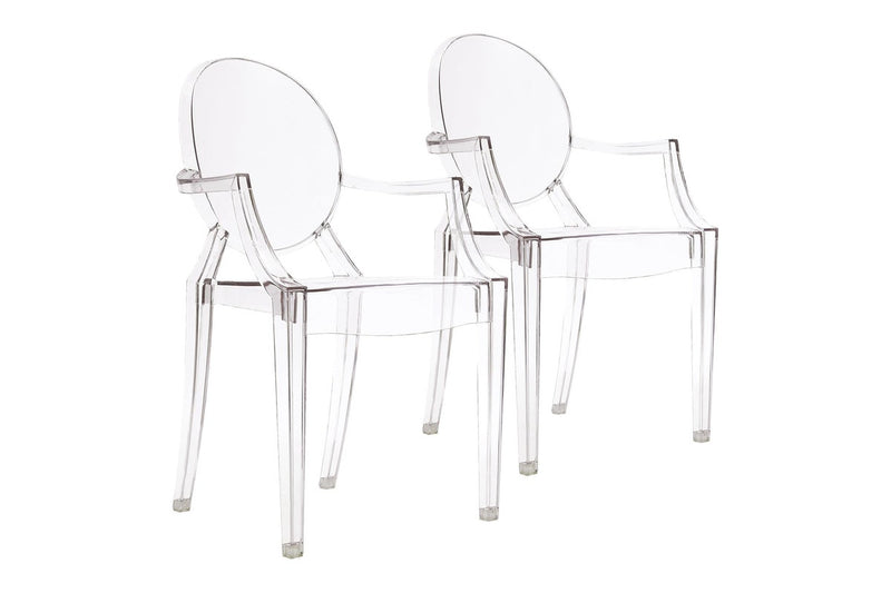 Matt Blatt Set of 2 Philippe Starck Louis Ghost Armchair Replica (Clear)