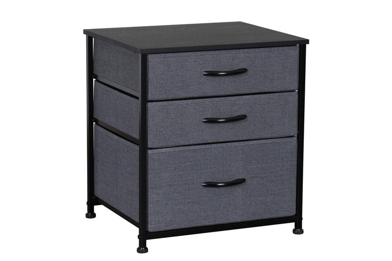 Ovela 3 Drawer Nightstand Bedside Table - Dark Grey