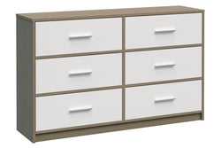 Fraser Country: Lada Home 6 Drawer Storage Dresser - Grey & White With Silver Handle