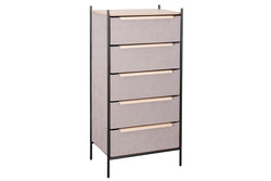 Fraser Country 5 Drawer Byra Dresser - Light Grey & Black