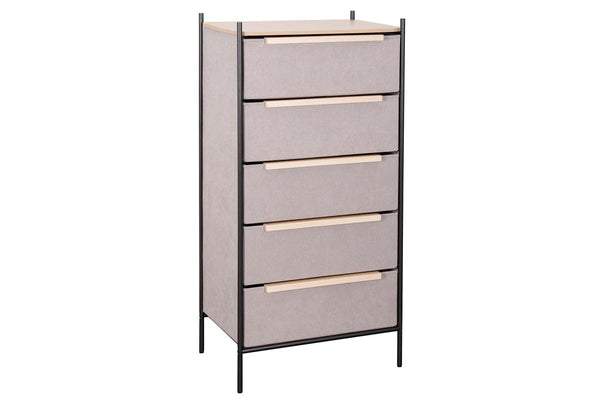 Fraser Country 5 Drawer Byra Dresser - Light Grey & Black