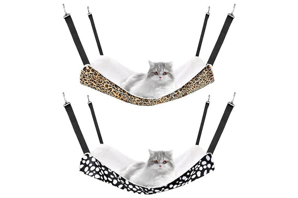 PETSWOL 2 Piece Reversible Cat Hammock - Spotted