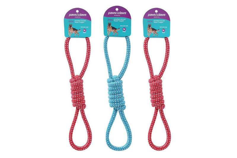 3x Paws & Claws 31cm 41cm 48cm Knotted Woven Rope Tuggers Dog Toy Assorted