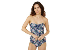 Debenhams Womens/Ladies Floral Bandeau One Piece Swimsuit (Navy) (8 UK)