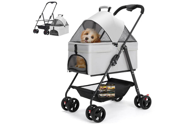 ZOOMIES 3-in-1 Foldable Pet Stroller - Grey